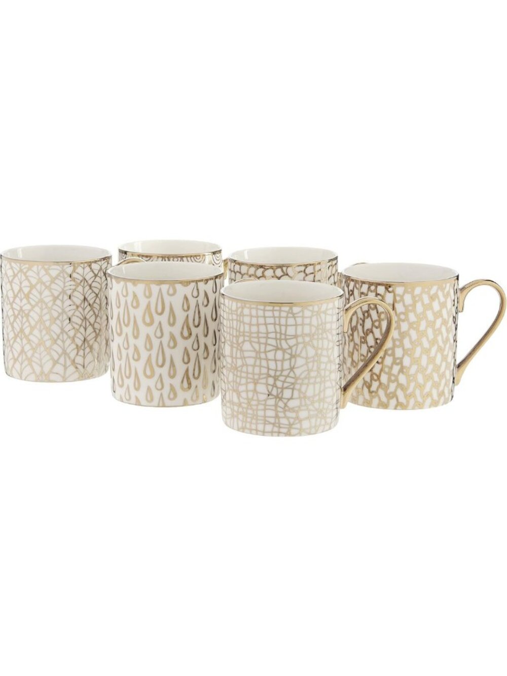 Set of 6 Elegant Gold Plated Mosaic Mugs - Stylish Drinkware for Home Decor